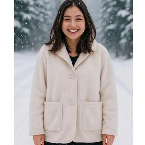 MAX‎ STUDIO LONDON CREAM TEDDY  SHERPA JACKET WOMENS SIZE LARGE